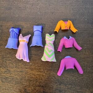 7 Pc Vintage Polly Pocket Lot Of Magnetic Clothing